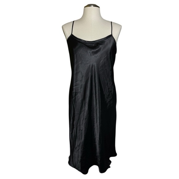 Cruz Vintage Black Satin Nightgown Slip - Picture 1 of 5